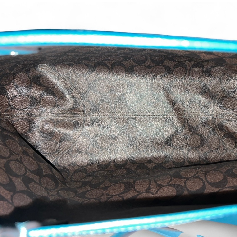 Coach Blue Tote with Matching Pouch - Picture 5 of 6